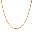 Macro detail of 3mm gold rope chain mens showing twisted spiral weave