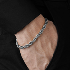 Premium mens silver rope bracelet in 316L stainless steel