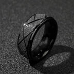 Man wearing waterproof black stardust ring on hand streetwear style
