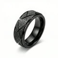 Premium mens black stainless steel stardust ring by Fourovr