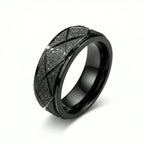 Premium mens black stainless steel stardust ring by Fourovr