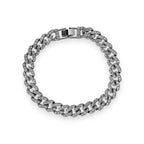 Premium mens iced out cuban link bracelet in silver stainless steel